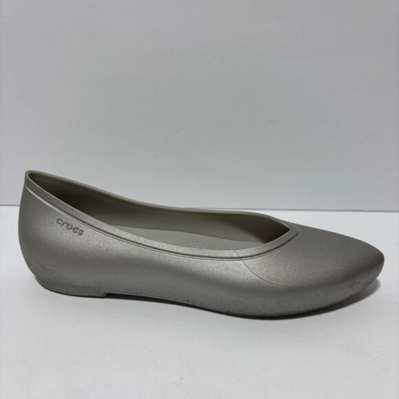 Crocs Women’s Brooklyn Silver Ballet Flats, Size 6 M - Picture 1 of 5